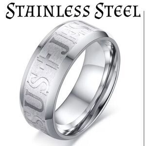 Faith Jesus Cross Stainless Steel Ring sz 10 NEW!